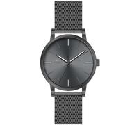 TORII Herrenuhr Grau Edelstahl - rund Quarz A41AG.AA Milanaise-Armband Strichindizes wasserdicht 100 m