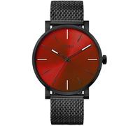 TORII Herrenuhr Rot Edelstahl - rund Quarz B45BG.TB Milanaise-Armband Strichindizes wasserdicht 100 m