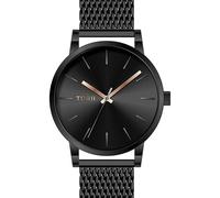 TORII Herrenuhr Schwarz Edelstahl - rund Quarz B41BG.BR Milanaise-Armband Strichindizes wasserdicht 50 m