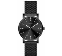 TORII Herrenuhr Schwarz Edelstahl - rund Quarz B45BG.BA Milanaise-Armband Strichindizes wasserdicht 30 m