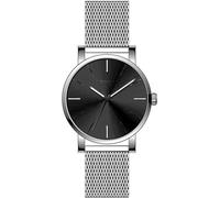 TORII Herrenuhr Schwarz Edelstahl - rund Quarz S45SG.BB Milanaise-Armband Strichindizes wasserdicht 30 m