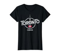Toronto Kanada City Emblem mit Flagge Preisgünstiges Grafik-T-Shirt, Damen, Schwarz, XL
