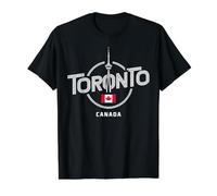 Toronto Kanada City Emblem mit Flagge Preisgünstiges Grafik-T-Shirt, Herren, Schwarz, XL