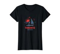 Toronto Ontario Segelboot Sonnenuntergang Design Preisgünstiges Grafik-T-Shirt, Damen, Schwarz, XL