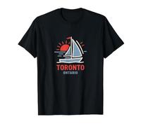 Toronto Ontario Segelboot Sonnenuntergang Design Preisgünstiges Grafik-T-Shirt, Herren, Schwarz, XL