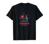 Toronto Ontario Segelboot Sonnenuntergang Design Preisgünstiges Grafik-T-Shirt, Herren, Schwarz, XL