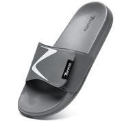 Torotto Herren Badelatschen Sommer Slippers Hausschuhe Schlappen Weiche Bequeme Rutschfeste Schnell Trocknende Haus Bad Dusche Sandalen(grau,44 EU)