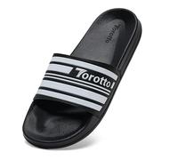 Torotto Herren Badelatschen Sommer Slippers Hausschuhe Schlappen Weiche Bequeme Rutschfeste Schnell Trocknende Haus Bad Dusche Sandalen(schwarz,42 EU)