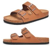 Torotto Herren Pantoletten Sandalen Hausschuhe Flache Latschen Sommerschuhe Erwachsene Schlappen Arbeitsschuhe Bequeme Classic(braun,45 EU)