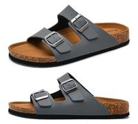 Torotto Herren Pantoletten Sandalen Hausschuhe Flache Latschen Sommerschuhe Erwachsene Schlappen Arbeitsschuhe Bequeme Classic(grau,45 EU)