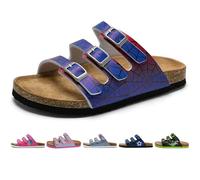 Torotto Pantoletten Kinder Mit Kork Hausschuhe Mädchen Jungen Schlappen Riemen Verstellbare Schnalle Rutschfeste Pantoffeln für Drinnen und Draußen(Spinnennetz, 35EU)