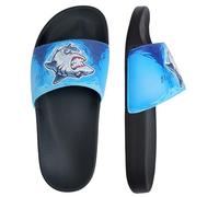 Torotto Unisex-Kinder Badeschlappen Sommer Flache Hausschuhe Badesandalen rutschfest Schlappen Badeschuhe(Blauer Hai, 34/35EU)