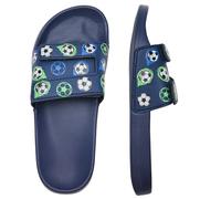 Torotto Unisex-Kinder Badeschlappen Sommer Flache Hausschuhe Badesandalen rutschfest Schlappen Badeschuhe(Blauer Fußball, 34/35EU)