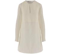 Tory Burch - Ivory Linen-Silk Blend Dress With Mandarin Collar - Größe L - beige
