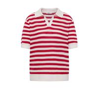 Poloshirt CECIL, Damen, Gr. M (40), glazed apple rot, Web, 100% Baumwolle, gestreift, normal normal, hoch geschlossener Ausschnitt, Rippbündchen, Shirts, aus reiner Baumwolle (58322628-M) glazed apple