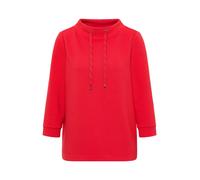 Sweatshirt CECIL, Damen, Gr. L (42), rot (fiery rot), Ottomane, Obermaterial: 60% Polyester, 37% Viskose, 3% Elasthan, unifarben, Strukturmuster, casual, regular fit normal, ohne Ausschnitt, 3/4-Ärmel