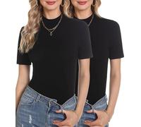 Totatuit Damen Kurzarmpullover aus Strick Doppelpack Schwarz S
