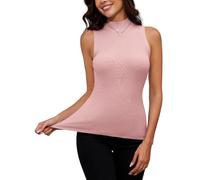 Totatuit Damen Rolli Top Elegant Rollkragenshirt Ärmellos Slim Fit Shirt | Basic Stretch Rollkragen, Dünn Leicht Unterziehrolli, Stehkragen Rollkragenpullover, Casual, Freizeit, Arbeiten