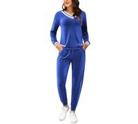 Totatuit Schlafanzug Damen Lang Zweiteiler Samt Pyjama Set Loungewear Freizeitanzug Herbst Winter Jogginganzug Hausanzug Warm Velour Langarm Oberteile mit Hose