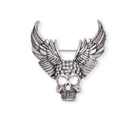 Totenkopf Brosche X1527 Legierung, Silber, Clip Pin, Halloween Feier | Gothic Punk, Damen und Herren, Dekoration für Kostüm und Party, Modell X1527