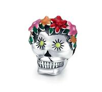 Totenkopf Charm 925 Sterling Silber Christlicher Charm Pirat Charm Halloween Charm für Pandora Armband (C)