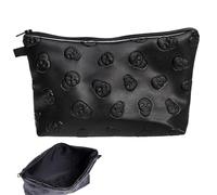 Totenkopf-Make-up-Tasche - Ravel Kosmetiktasche, tragbare Make-up-Tasche, großer Make-up-Kulturbeutel-Organizer | Kosmetik-Reisetasche aus Pu-Leder mit Totenkopf-Motiv für Hautpflegeprodukte
