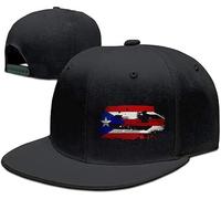 Totenkopf Rose Hut Horror Skelette Handkappe Verstellbar Snapback Hut für Männer Flat Bill Baseball Cap für Jungen Snap Rucksack Cool, PUERTO RICO Fahne, 1