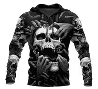 Totenkopf-Tattoo, 3D-Druck, modische Hoodies für Herren, Kapuzen-Sweatshirt, Uni, Reißverschluss, modische Jacke, Trainingsanzug, Hoodies, 3XL