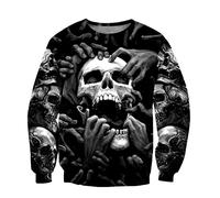 Totenkopf-Tattoo, 3D-Druck, modische Hoodies für Herren, Kapuzen-Sweatshirt, Uni, Reißverschluss, modische Jacke, Trainingsanzug, Sweatshirt, 3XL