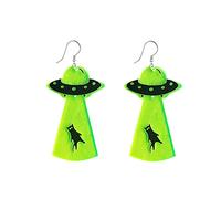 Totenkopf UFO Alien Fluoreszierende Acryl Ohrringe Halloween Statement baumeln Tropfen Ohrstecker für Frauen Mädchen Teen Ohrringe Halloween Thema Cosplay Party Kleid Piercing Schmuck Geschenk, Acryl,
