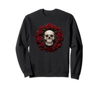 Totenkopf und Rosen Floral Black Dark Goth Horror Skull Sweatshirt