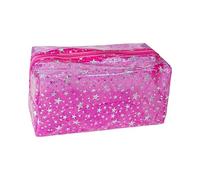 TotePrint Kosmetiktasche mit Sternendruck, wasserdicht, Reise-Kulturbeutel, Vinyl, Kunststoff, PVC, Reißverschluss, Organizer für Mädchen, Freunde, Frauen, 1 Stück, Pink, Modern