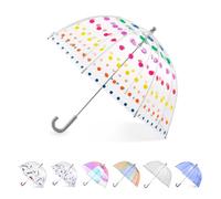 totes Regenschirm für Erwachsene und Kinder, transparent, mit Kuppeldach, leichtes Design, Wind- und Regenschutz, Dots, Kinder-Baldachin, 94 cm, Kids - 37", Transparenter Bubble Regenschirm mit