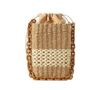 TOTIKI Handtasche Sommer Stroh-Strandtaschen Für Damen, Kleine Gewebte Sommer-Strandtasche Für Reisen Urlaub(Khaki)