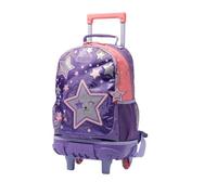 TOTTO Schulrucksack mit Rollen, Modell Star Cat M, mittelgroßer Rucksack, Fassungsvermögen 14 l, 2 Fächer, 2 Flaschentaschen, Aufprallschutz, Bequeme, verstellbare Träger, Violett, dunkelviolett,