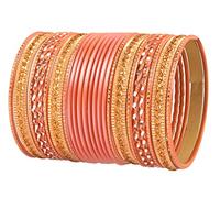 Touchstone „Bunte 2 Dutzend Armreif-Kollektion“ Indischer Bollywood-Designer-Schmuck aus Metalllegierung mit Struktur in Pfirsich-Gold-Farbe, 24er-Set in Antik-Gold-Ton für Damen. 2.8.