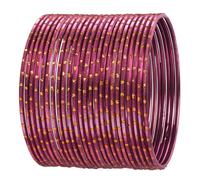 Touchstone "Colorful 2 Dozen Bangle Collection Indisches Bollywood-Legierungsmetall, strukturiert, seidig, Magenta, Designer-Schmuck, Armreif, 24er-Set, in antikem Goldton, für Frauen
