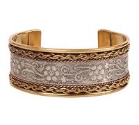 Touchstone NEU Indian Bollywood Wünsche schön erstellt Blumen geflochtene Muster stilvoller Handgelenk Enhancer 1 Zoll freie Größe Designer Schmuck Manschette Armband in Gold Silber Töne für Frauen.