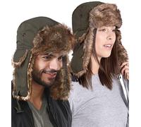 Tough Headwear Ushanka Mütze mit Ohrenklappen - Russische Mütze aus Kunstfell - Fliegermütze Herren - Russen Mütze Fellmütze Damen - Winterkappe Trapper Mütze Uschanka