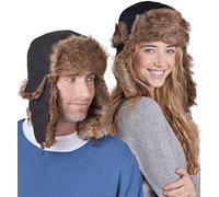 Tough Headwear Ushanka Mütze mit Ohrenklappen - Russische Mütze aus Kunstfell - Fliegermütze Herren - Russen Mütze Fellmütze Damen - Winterkappe Trapper Mütze Uschanka
