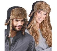 Tough Headwear Ushanka Mütze mit Ohrenklappen - Russische Mütze aus Kunstfell - Fliegermütze Herren - Russen Mütze Fellmütze Damen - Winterkappe Trapper Mütze Uschanka