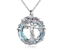 TOUPOP Baum des Lebens Halskette für Damen Sterling SIlver Baum des Lebens Anhänger mit lila Kristall Baum des Lebens Schmuck Geschenke für Frauen