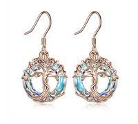 TOUPOP Baum des Lebens Ohrringe für Damen Sterling Silber Lebensbaum Dangle Ohrringe für Frauen Kristall Klassisch, Lebensbaum Schmuck Geburtstagsgeschenk Minimalistisch und Modisch Tropfen Ohrringe