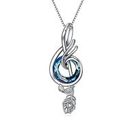 TOUPOP Geschenke für Musikliebhaber Sterling Silber Nirvana of Phoenix Halskette Musiknote Anhänger Schmuck mit kristall Musikgeschenke für Frauen Geburtstagsgeschenk Weihnachtsgeschenke für Mädchen