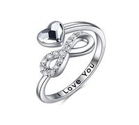 TOUPOP Infinity Ringe - Damen Weihnachtsgeschenke: 925 Sterling Silber Ringe mit Kristall, Plattierbarer Ich liebe dich Ring für Frauen und Mädchen