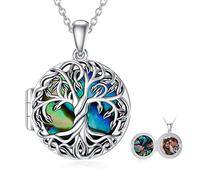 TOUPOP Lebensbaum Medaillon Halskette für Damen S925 Sterling Silber Foto Medaillon Anhänger Kette, die Bilder Baum des Lebens Schmuck Geschenke für Frauen Mädchen für Geburtstag Muttertag