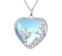 TOUPOP Libelle/Schmetterling/Schildkröte/Delfin/Kolibri Halskette für Frauen Sterling Silber Mondstein Anhänger Halskette Schmuck Geschenke für Frauen Jahrestag Geburtstag Valentinstag Geschenk, Eine