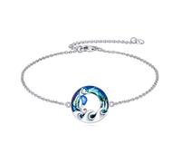 TOUPOP Meeresschildkröte/Meerjungfrau/Delfin/Muschel/Seestern/Conch/Seepferdchen-Armband für Frauen, Sterlingsilber, Ozean-Armband mit Kristall, Geburtstagsgeschenke, One Size, Sterling-Silber, Kein