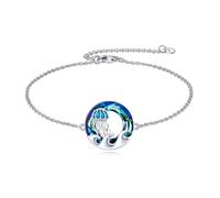 TOUPOP Meeresschildkröte/Meerjungfrau/Delfin/Muschel/Seestern/Conch/Seepferdchen-Armband für Frauen, Sterlingsilber, Ozean-Armband mit Kristall, Geburtstagsgeschenke, One Size, Sterling-Silber, Kein