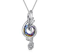 TOUPOP Musikgeschenke für Frauen Musikliebhaber Sterling Silber Nirvana of Phoenix Halskette Musiknote Anhänger Schmuck mit kristall Geburtstagsgeschenk Weihnachtsgeschenke für Mädchen